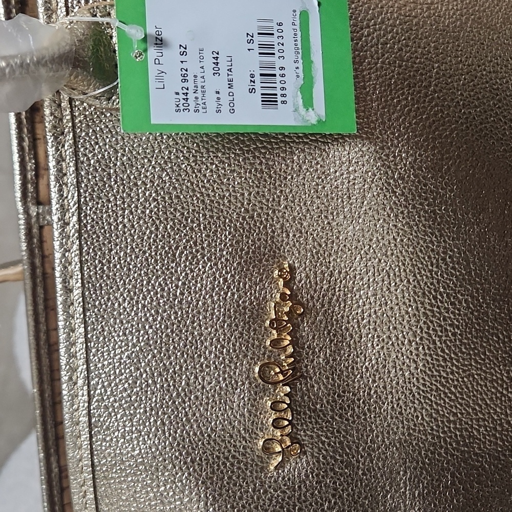 NWT Lilly Pulitzer Metallic Leather La La Tote Bag - Picture 3 of 8